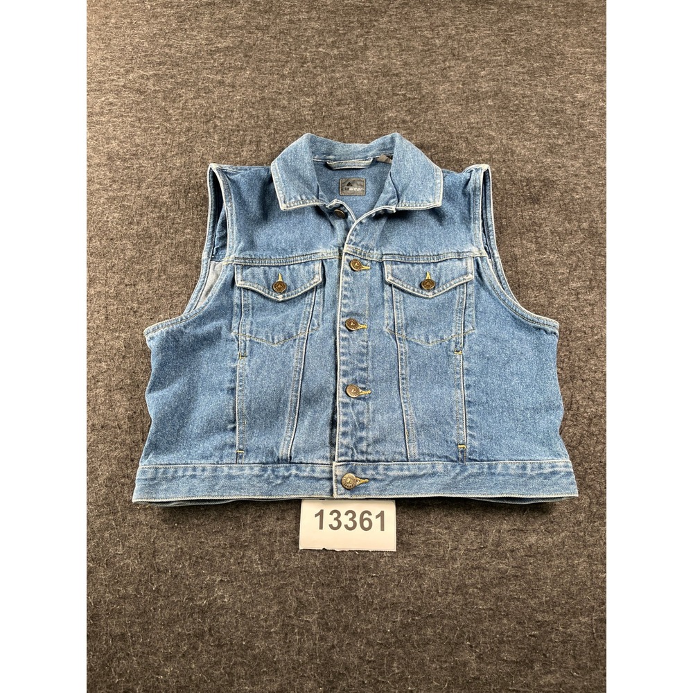 Vintage Lizwear Denim Vest Womens Medium Blue Cotton  Pockets Liz Claireborne